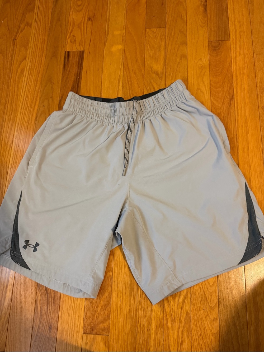 Under Armour Light Gray Men's Athletic Shorts with Black Accents